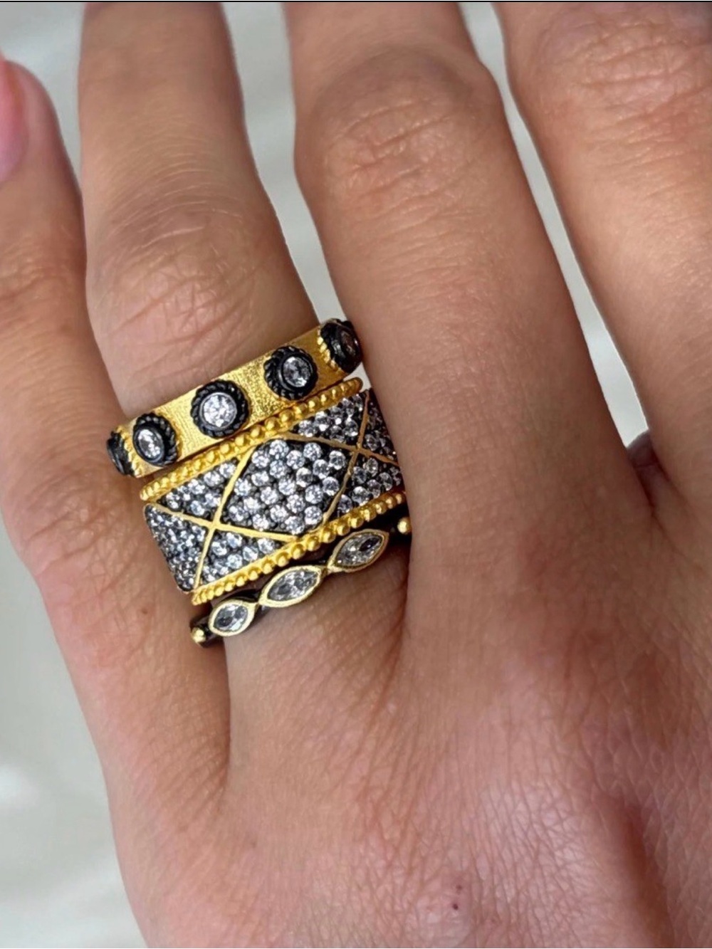 Freida Rothman Empire Cigar Band Statement Ring 9.25 Sterling Silver